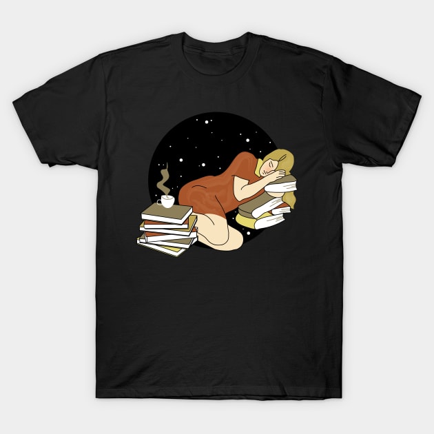 Books and coffee T-Shirt by Wlaurence